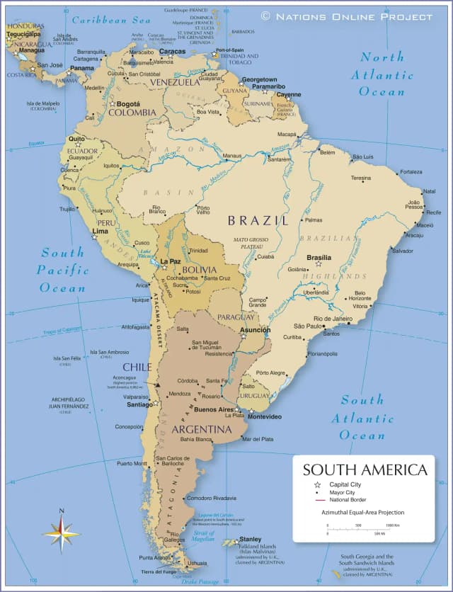 Map of South America